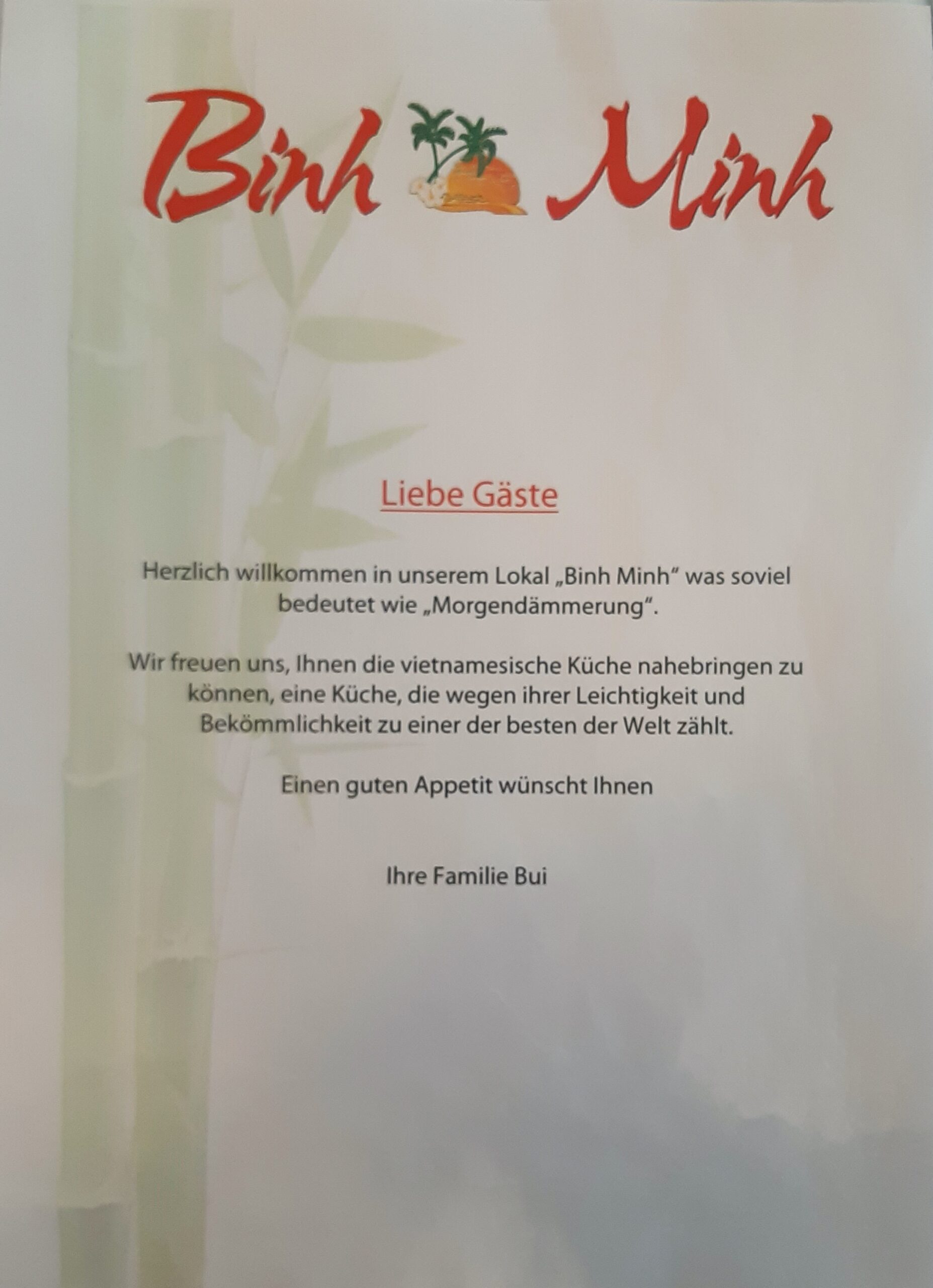 Binh Minh Restaurant Speisekarte 1